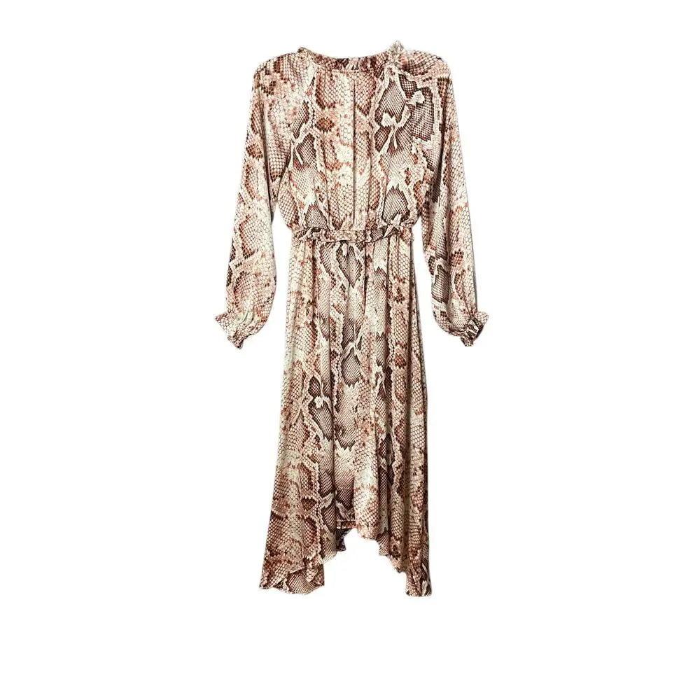 THML Snakeskin Asymmetrical Long Sleeve Maxi Dress Size XS Oversized Chic Boho